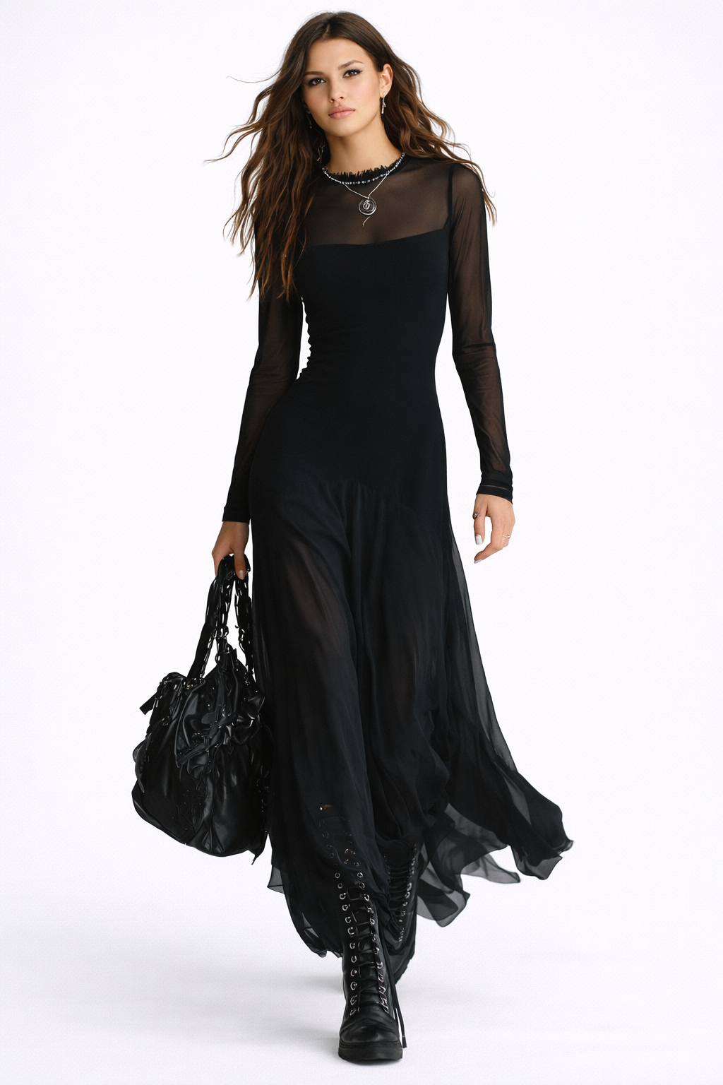 NEREA VESTIDO LARGO NEGRO