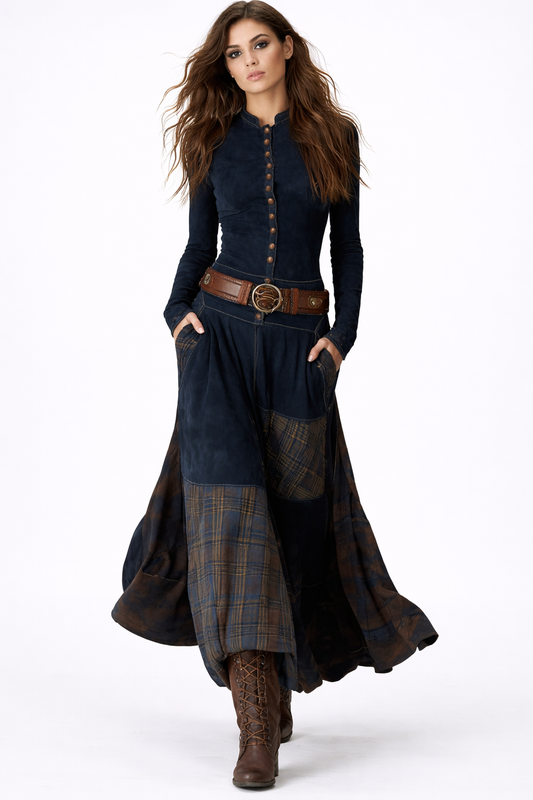 MARTINA VESTIO LARGO VINTAGE A CUADROS